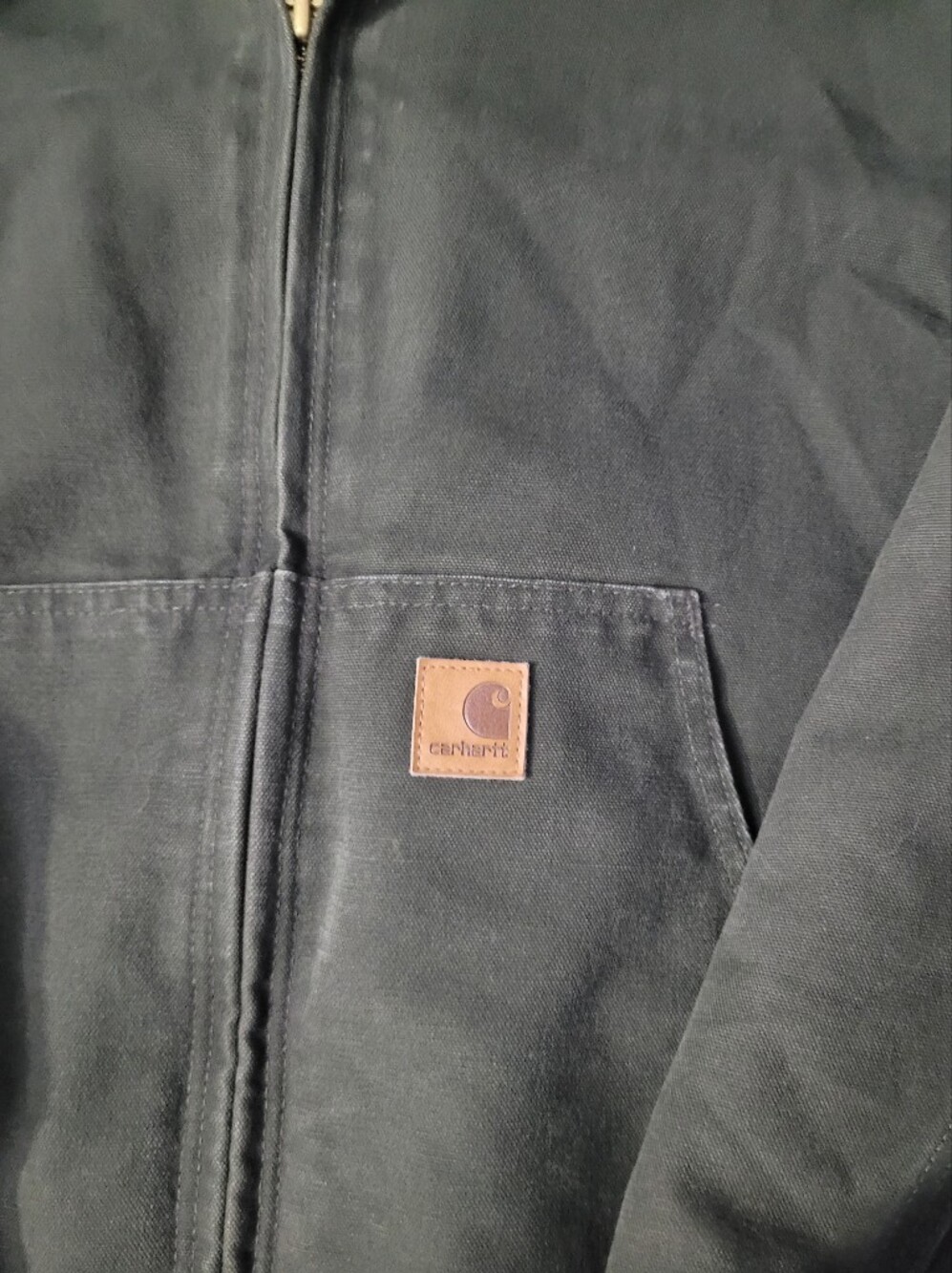 Carhartt Men's Olive Moss Green Quilted-Lined Hooded Jacket - Picture 2 of 7